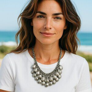 Rhinestone and Metal Bib Necklace